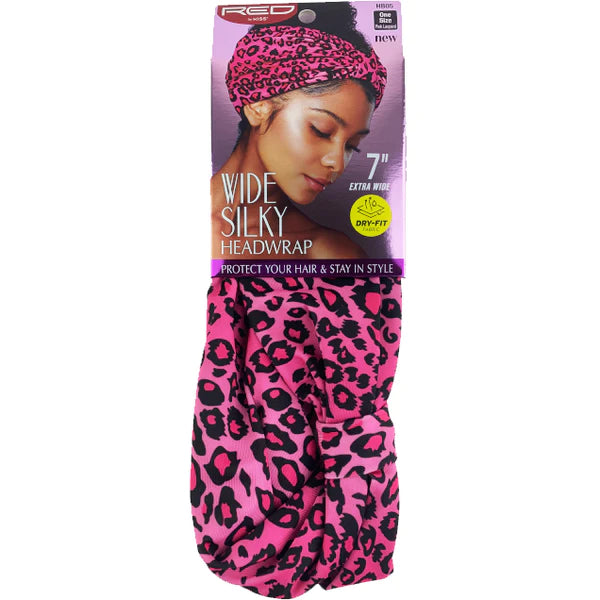 Red By Kiss Wide Silky Headwrap Pink Leopard