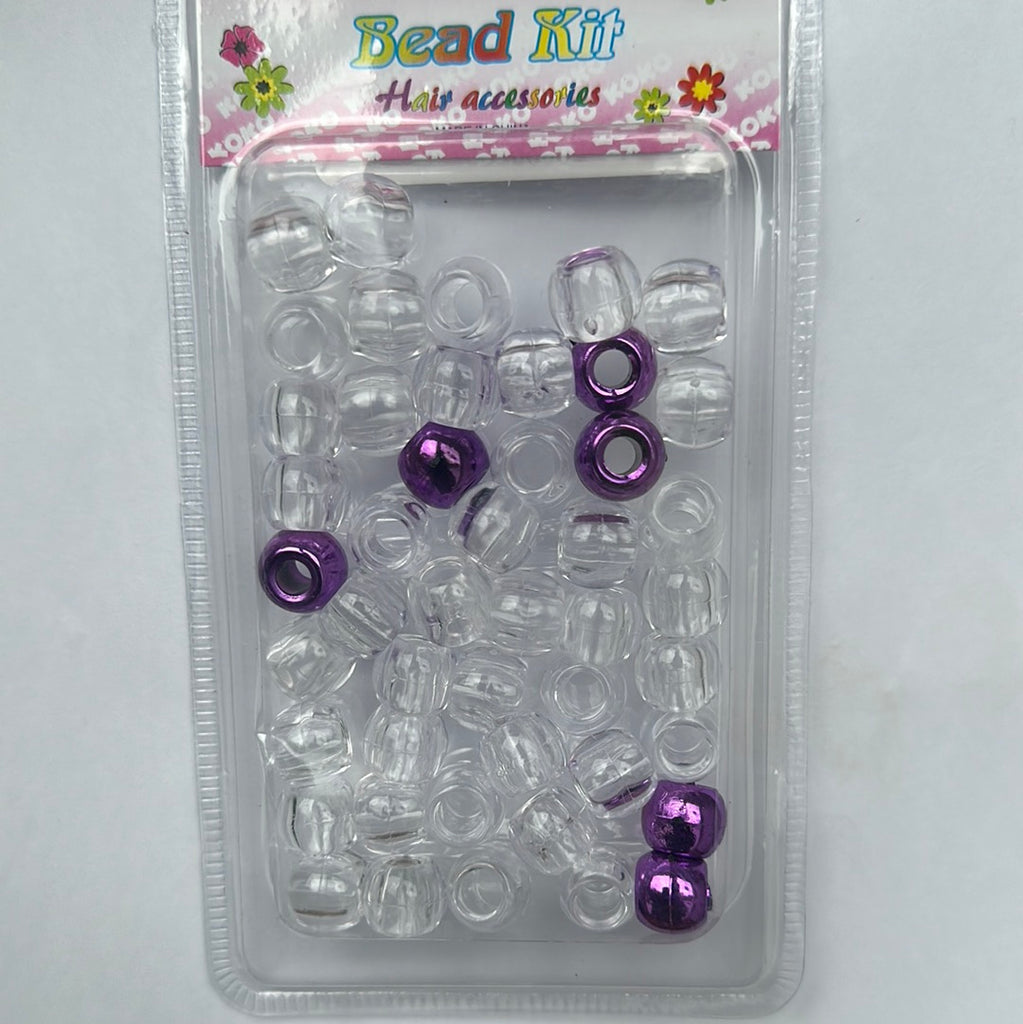 Hair Beads Clear & Purple