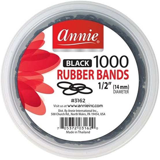 Annie Black Rubber Bands Hair Ties 1000pcs