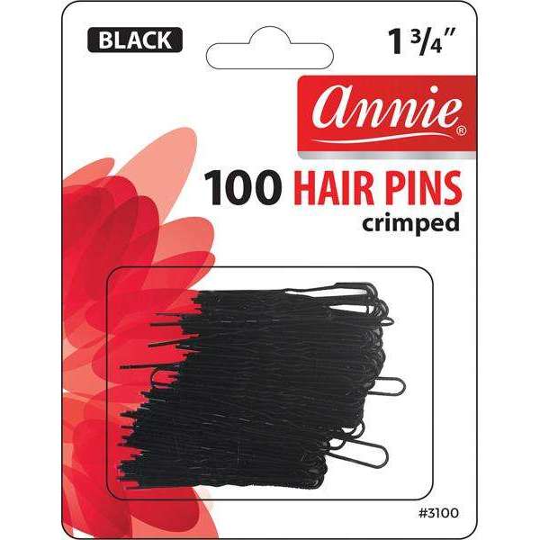 Annie 1.75" Crimped Hair Pins Black 100pcs