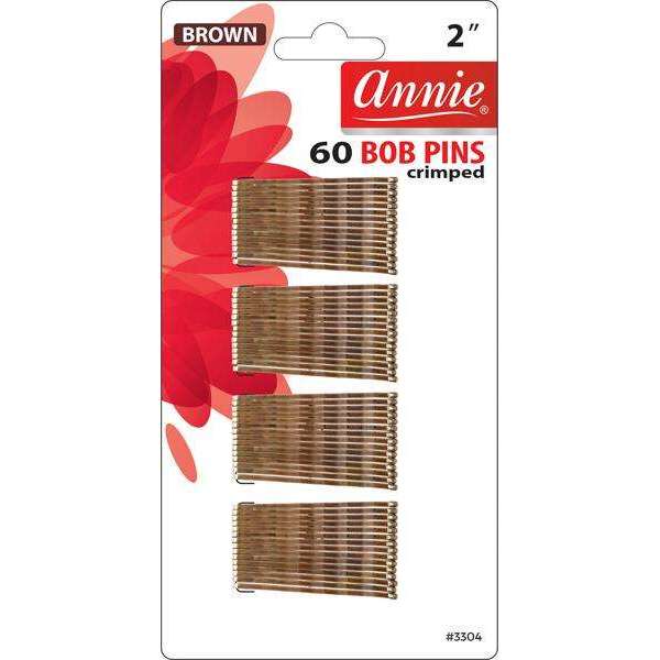 Annie 2" Crimped Bob Pins Brown 60pcs